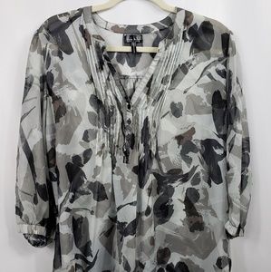 Nicole Miller grey and black blouse
